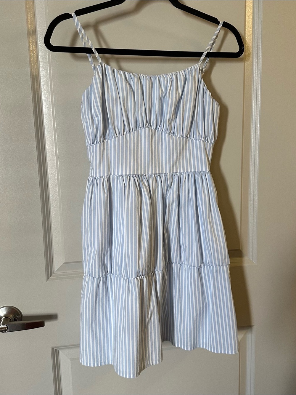 Express Light Blue and White Striped Sundress